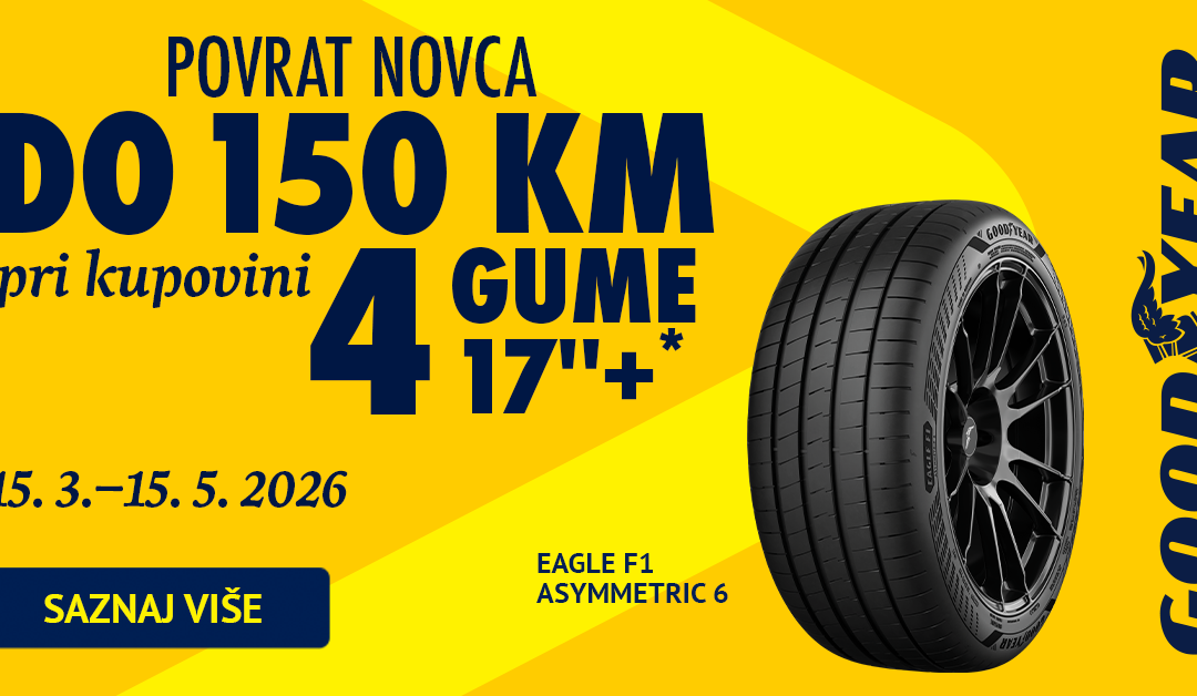 Kupi set ljetnog ili cjelogodišnjeg Goodyeara i ostvari pravo na povrat do 150 KM!